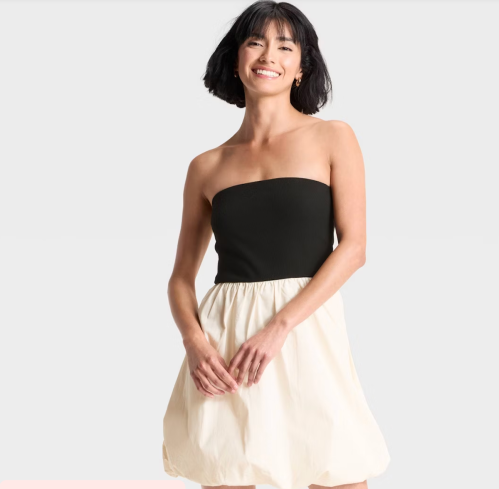 White and black tube dress